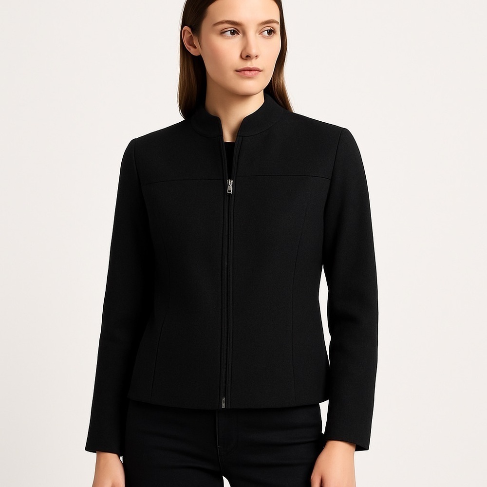Chadwick’s vintage wool blend minimalist tailored zip jacket black 8